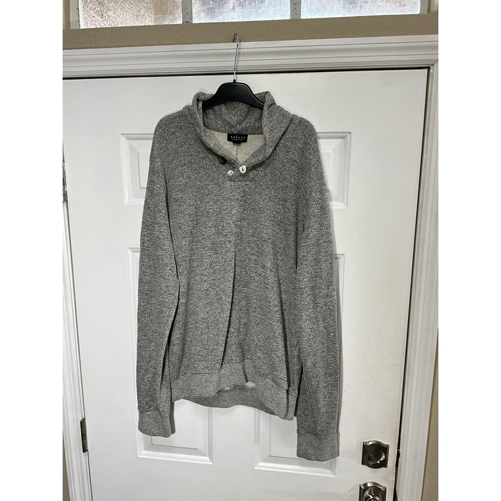 Velvet by Graham & Spencer Grey Heather Shawl Collar Sweatshirt XL Womens